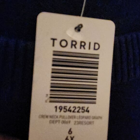 6X 30W Torrid Navy Blue Pink Leopard Pullover Sweater Lovesick Lover Relaxed Fit - Picture 7 of 7